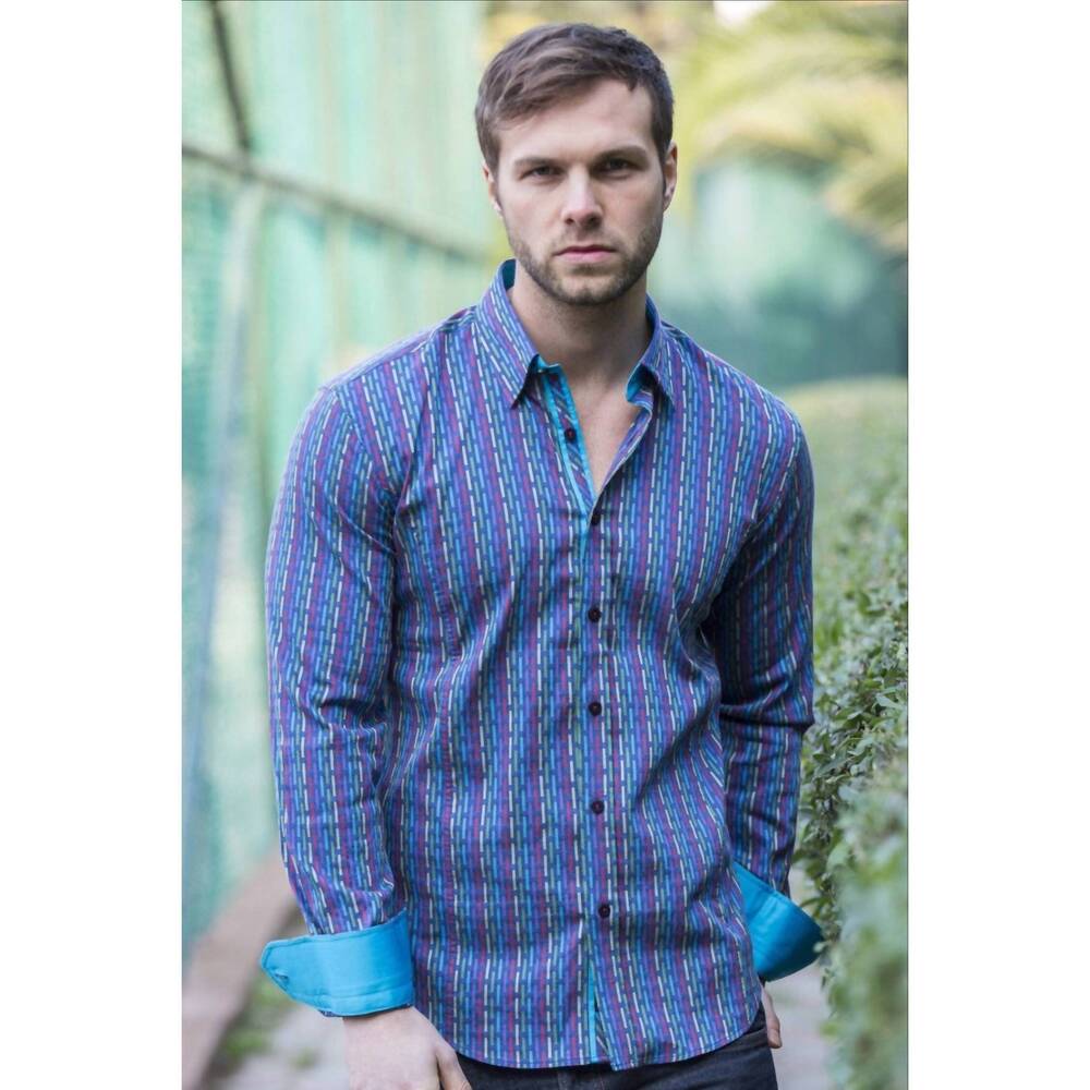 NEW EIGHT X jacquard pattern shirt in navy
